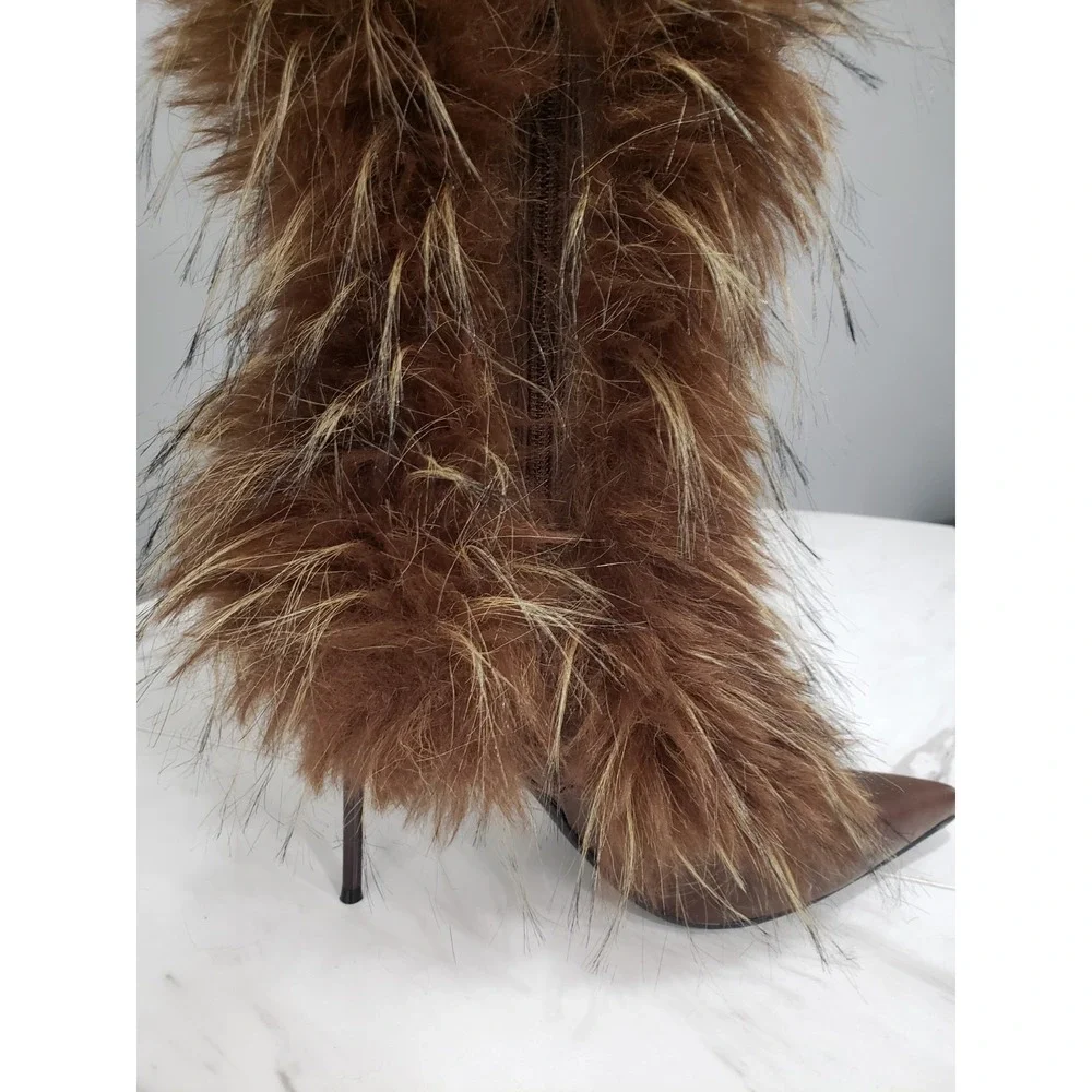 Dolls Kill Generation Kiss FAUX FUR boots steampunk BURNING MAN FESTIVAL RAVE